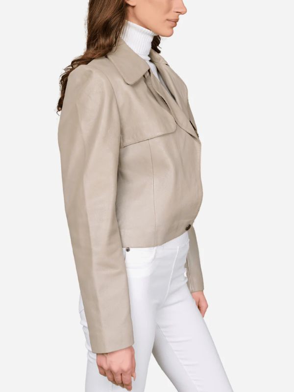 Outerwear Trends Daisy Cropped Leather Biker Jacket