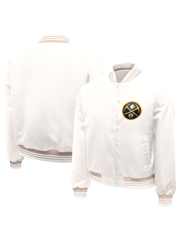 Outerwear Trends Denver Nuggets Starter Cream Printed Logo Varsity Jacket