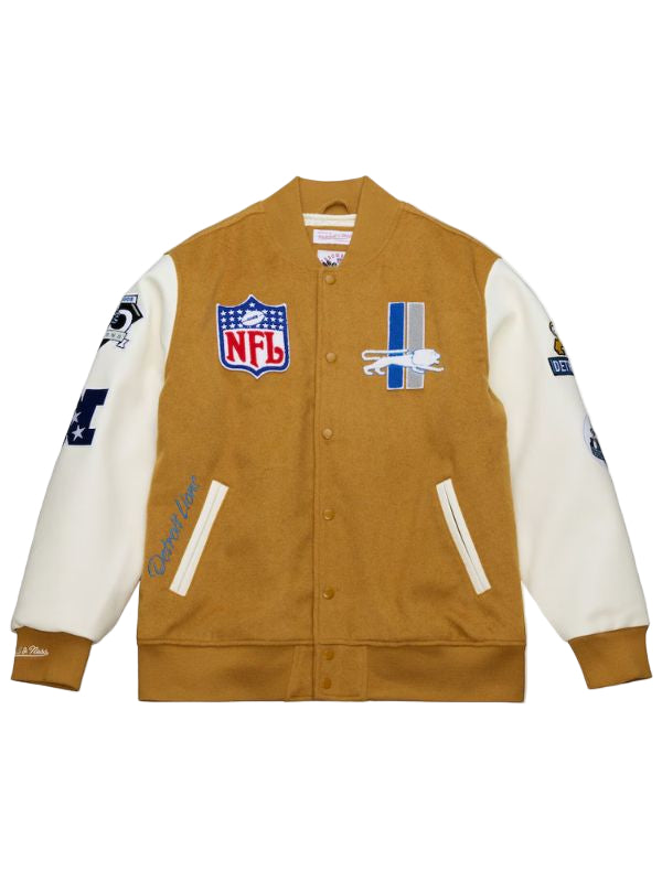 Outerwear Trends Detroit Lions Brown/White Dusted Varsity Jacket