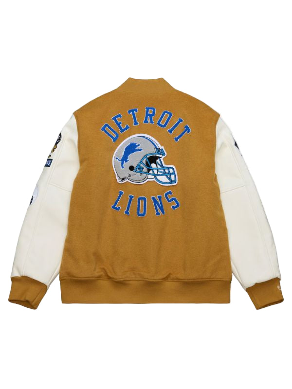 Outerwear Trends Detroit Lions Brown/White Dusted Varsity Jacket