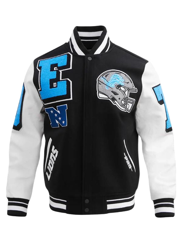 Outerwear Trends Detroit Lions Mash Up Rib Wool Varsity Jacket