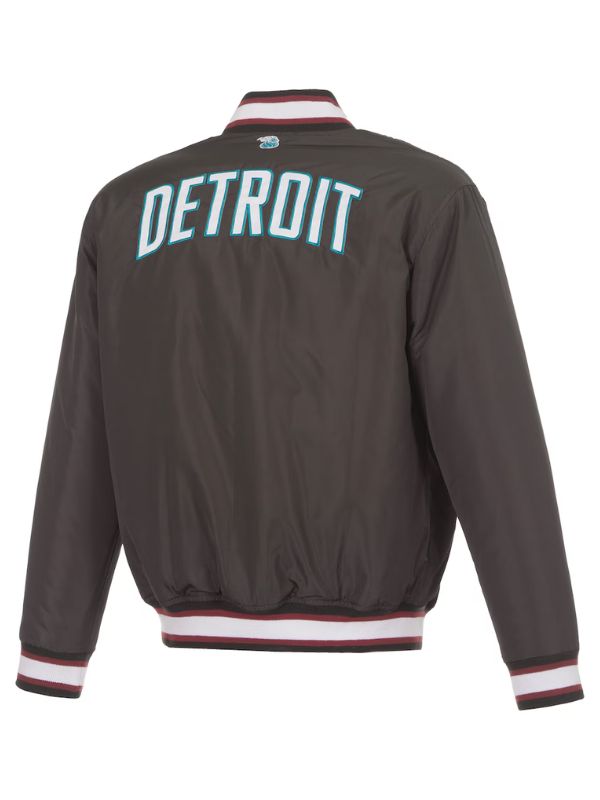 Outerwear Trends Detroit Pistons JH Design Black/Teal Reversible Jacket
