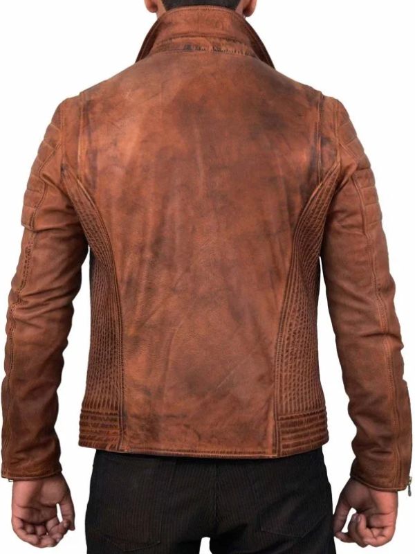 Outerwear Trends Double Zipper Brown Leather Jacket For Men