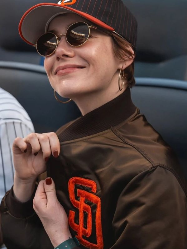 Outerwear Trends Emma Stone Padres Jacket