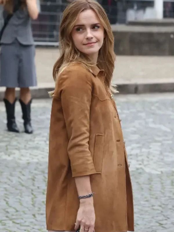 Outerwear Trends Emma Watson PFW 2025 Suede Leather Jacket