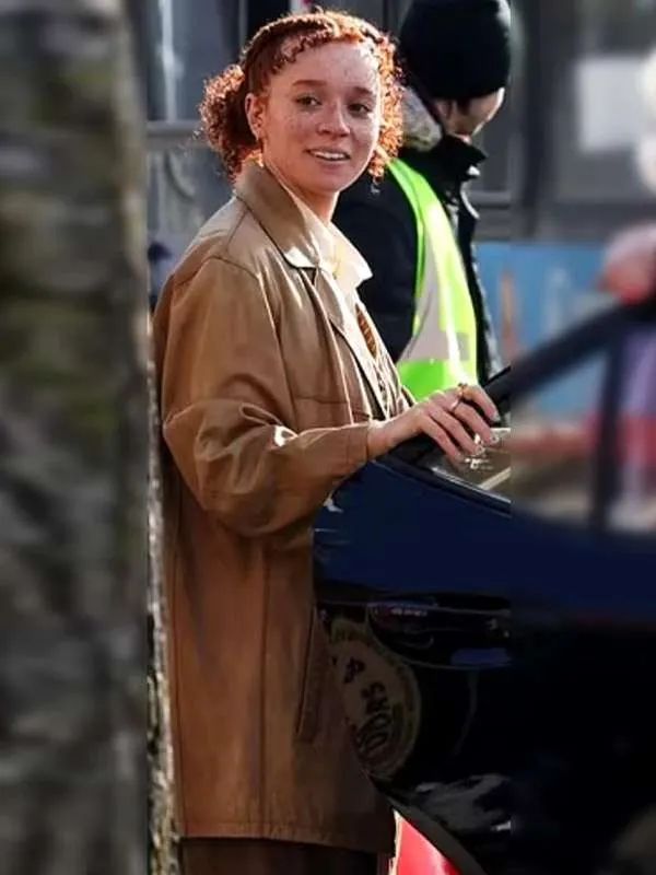 Outerwear Trends Erin Kellyman Eleanor The Great 2025 Brown Coat