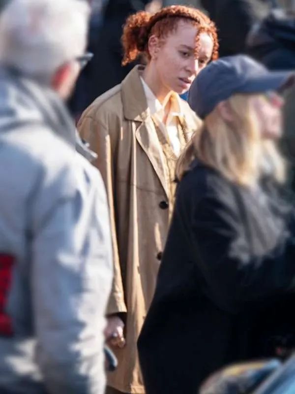 Outerwear Trends Erin Kellyman Eleanor The Great 2025 Brown Coat