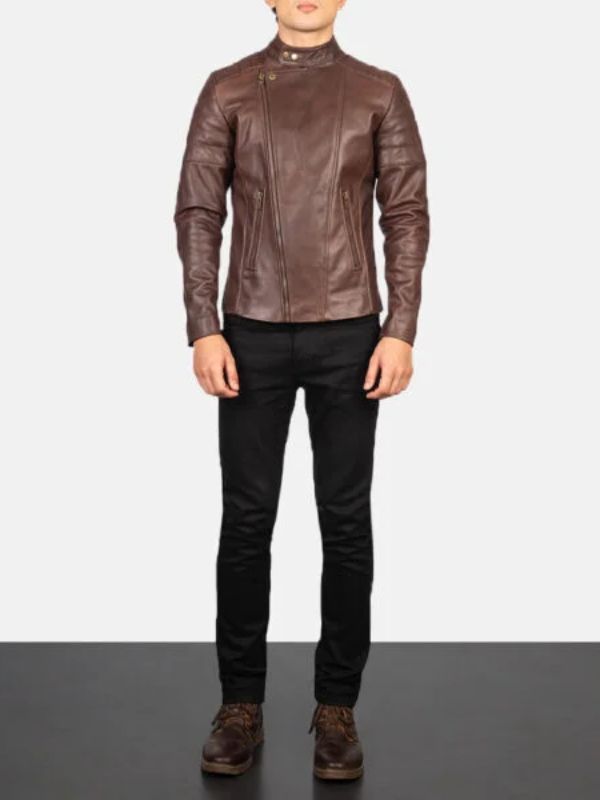 Outerwear Trends Faisor Brown Leather Biker Jacket