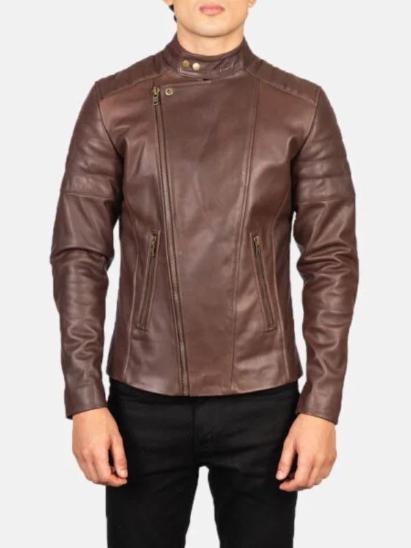 Outerwear Trends Faisor Brown Leather Biker Jacket