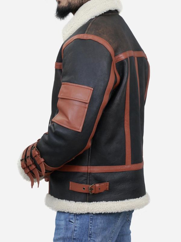 Outerwear Trends Franklin Men's Brown Leather Shearling B3 Bomber Jacket