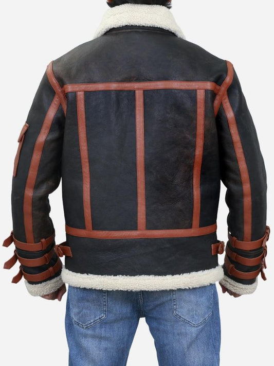 Outerwear Trends Franklin Men's Brown Leather Shearling B3 Bomber Jacket