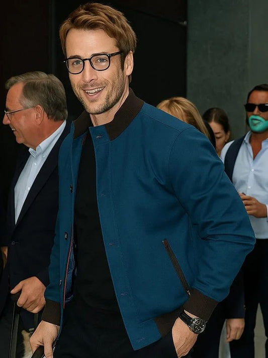 Outerwear Trends Glen Powell Good Morning America Blue Jacket