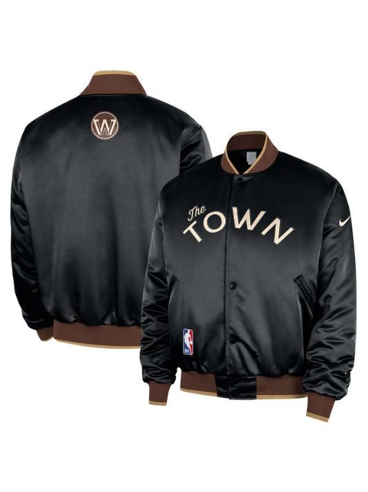 Outerwear Trends Golden State Warriors Nike Black 2025/26 Courtside Bomber Jacket