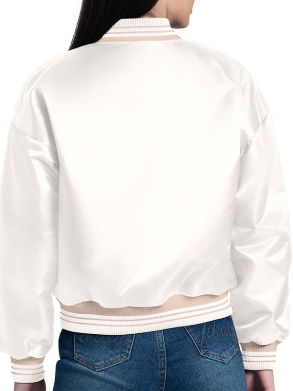 Outerwear Trends Golden State Warriors Starter Cream Printed Logo Varsity Jacket