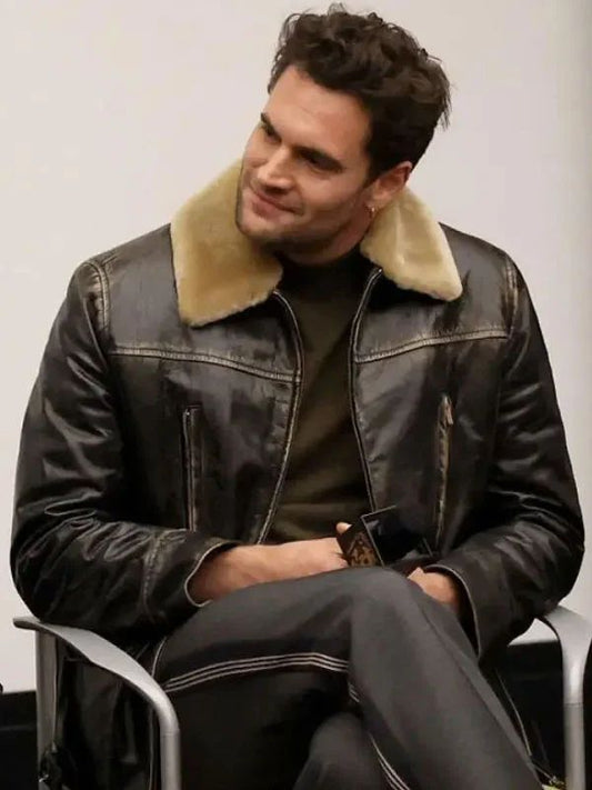 Outerwear Trends Hedda BAFTA Screening Tom Bateman Shearling Jacket