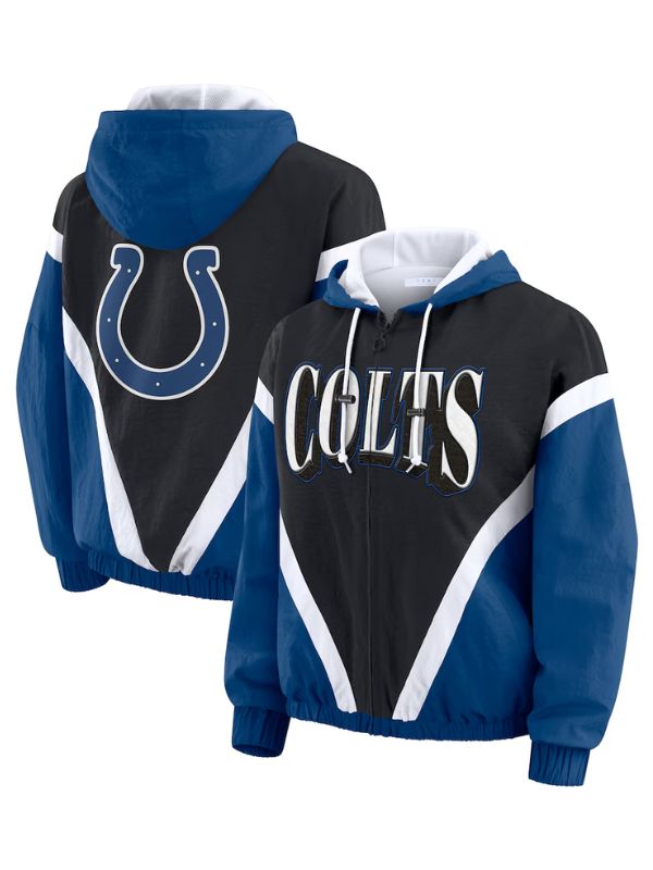 Outerwear Trends Indianapolis Colts Plus Size Retro Crinkle Windbreaker Jacket