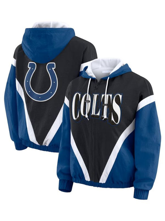 Outerwear Trends Indianapolis Colts Plus Size Retro Crinkle Windbreaker Jacket