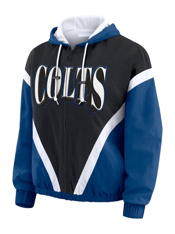 Outerwear Trends Indianapolis Colts Plus Size Retro Crinkle Windbreaker Jacket