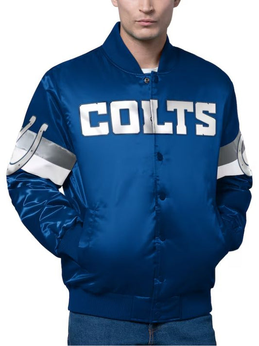 Outerwear Trends Indianapolis Colts Triple Option Satin Varsity Full-Snap Jacket