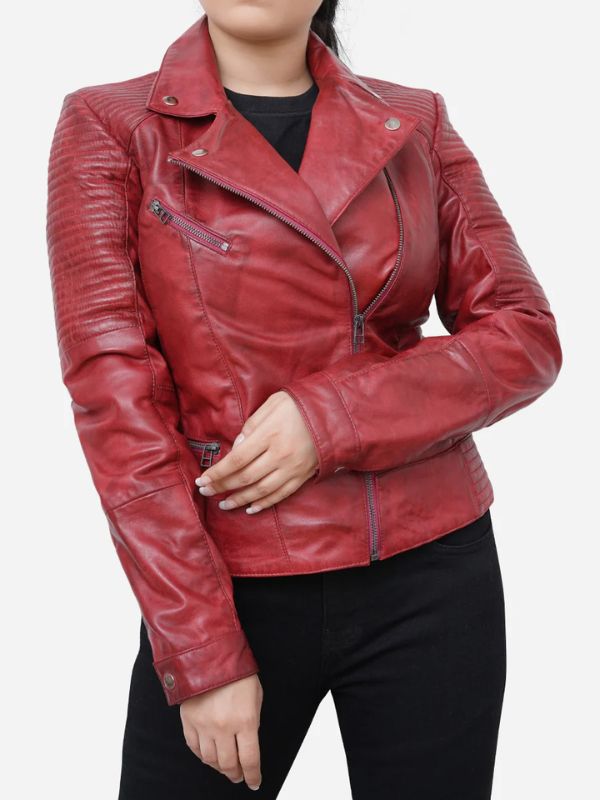 Outerwear Trends Juliette Quilted Wine Red Leather Jacket