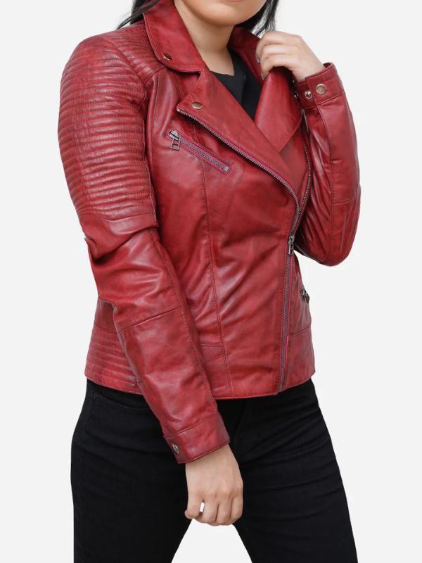 Outerwear Trends Juliette Quilted Wine Red Leather Jacket