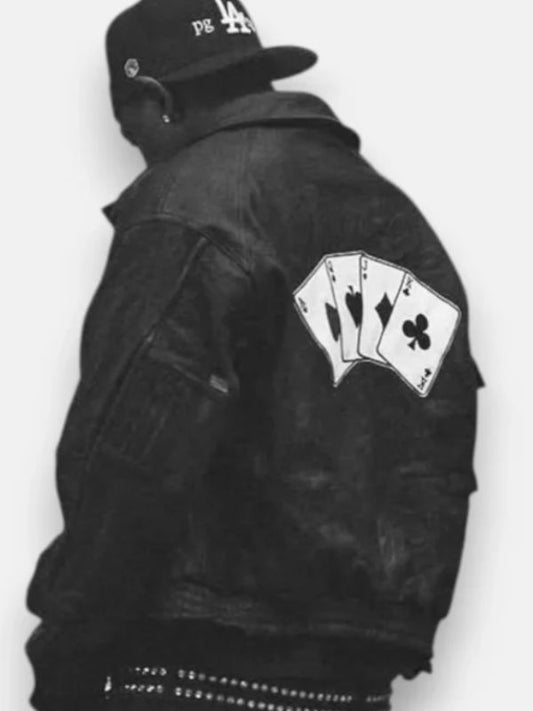 Outerwear Trends Kendrick Lamar Cards Leather Jacket