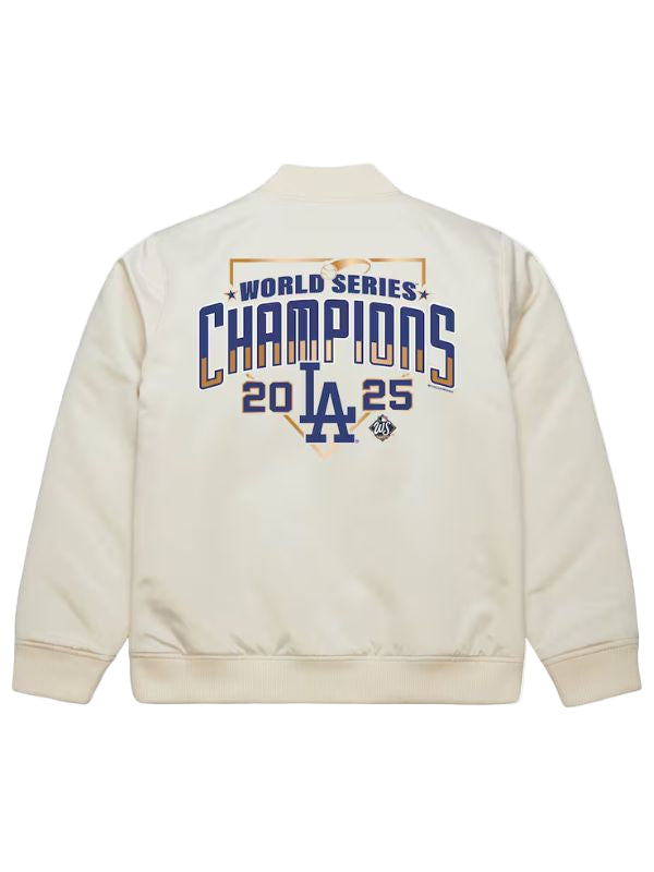 Outerwear Trends LA Dodgers 2025 World Series Champions Cream Bomber Jacket