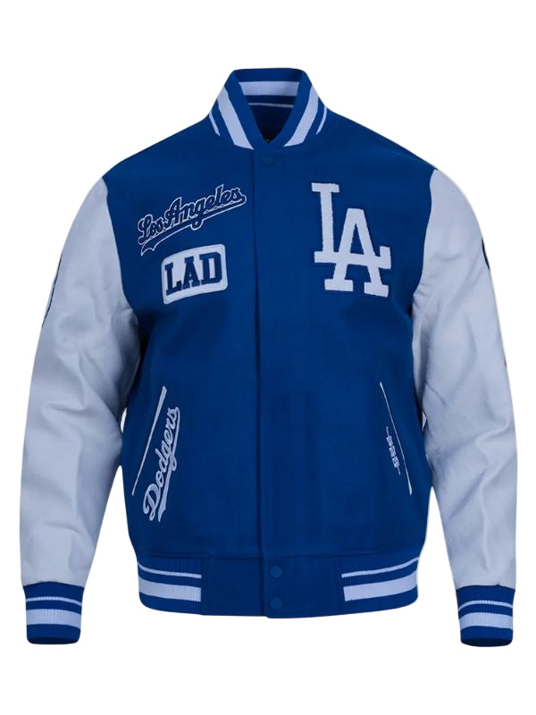 Outerwear Trends LA Dodgers Area Code Rib Wool Varsity Jacket