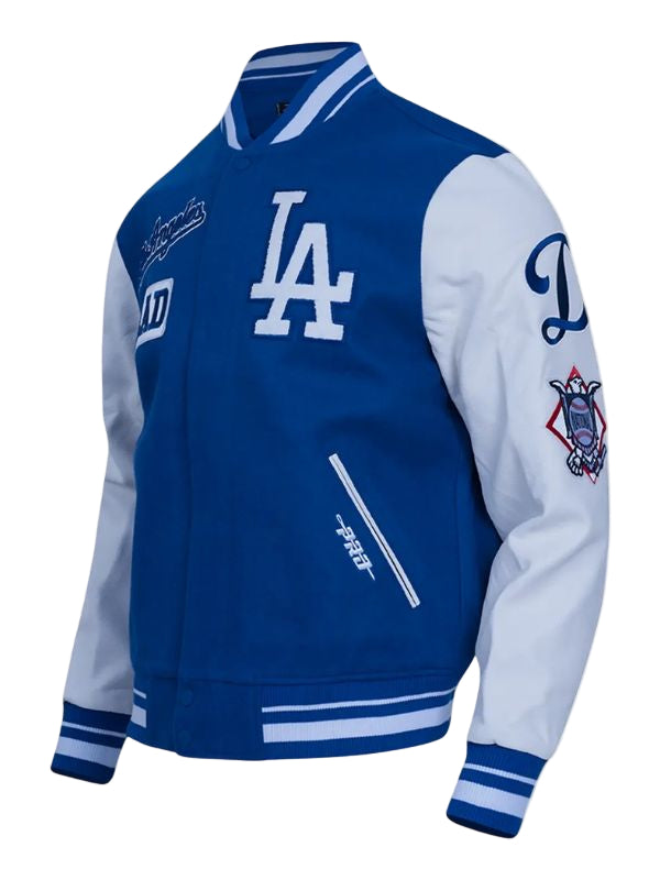 Outerwear Trends LA Dodgers Area Code Rib Wool Varsity Jacket