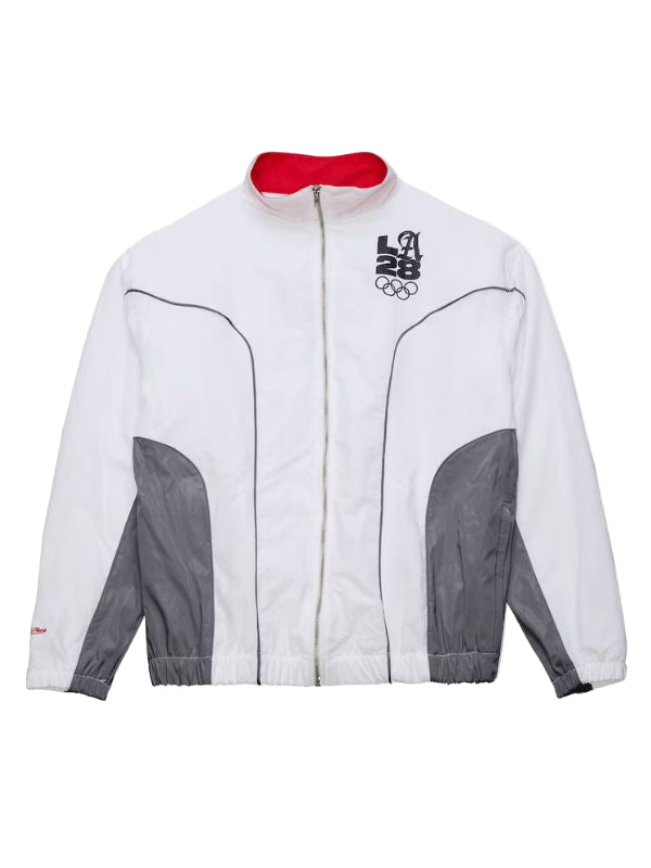 Outerwear Trends LA28 White Full-Zip Windbreaker Jacket