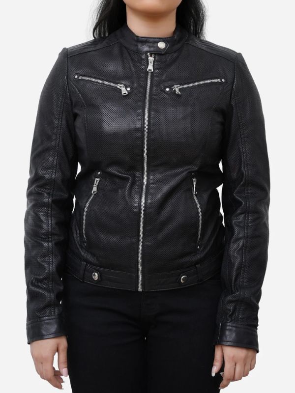 Outerwear Trends Layla Motorcycle Black Vintage Leather Jacket