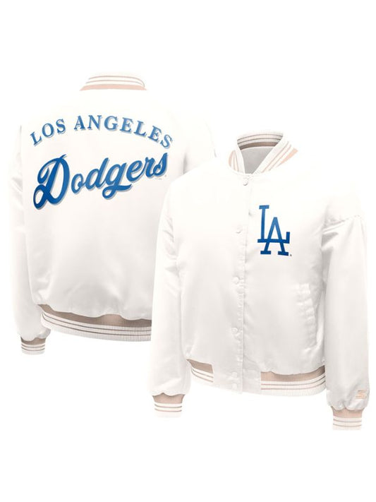 Outerwear Trends Los Angeles Dodgers Starter Fashion Script Varsity Jacket