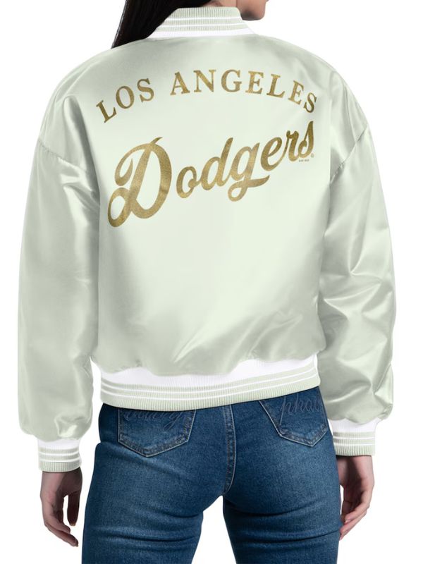 Outerwear Trends Los Angeles Dodgers Starter Fashion Script Varsity Jacket