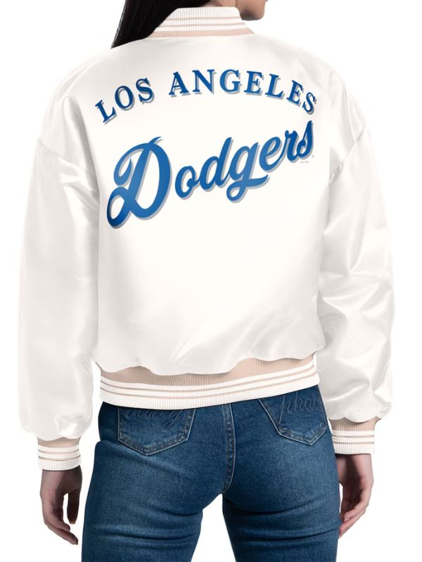 Outerwear Trends Los Angeles Dodgers Starter Fashion Script Varsity Jacket