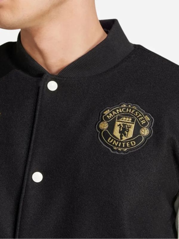 Outerwear Trends Manchester United Varsity Black Jacket