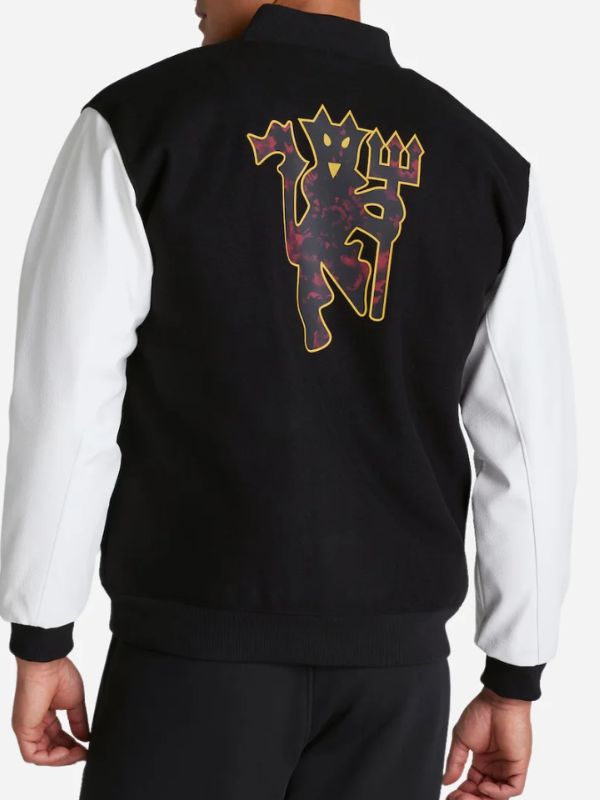 Outerwear Trends Manchester United Varsity Black Jacket