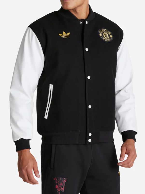 Outerwear Trends Manchester United Varsity Black Jacket