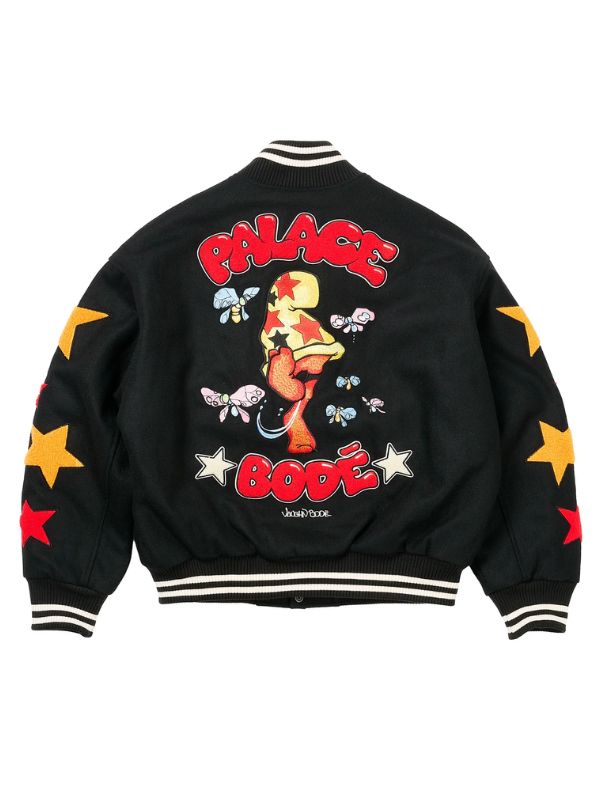 Outerwear Trends Mark Bode Black Varsity Jacket