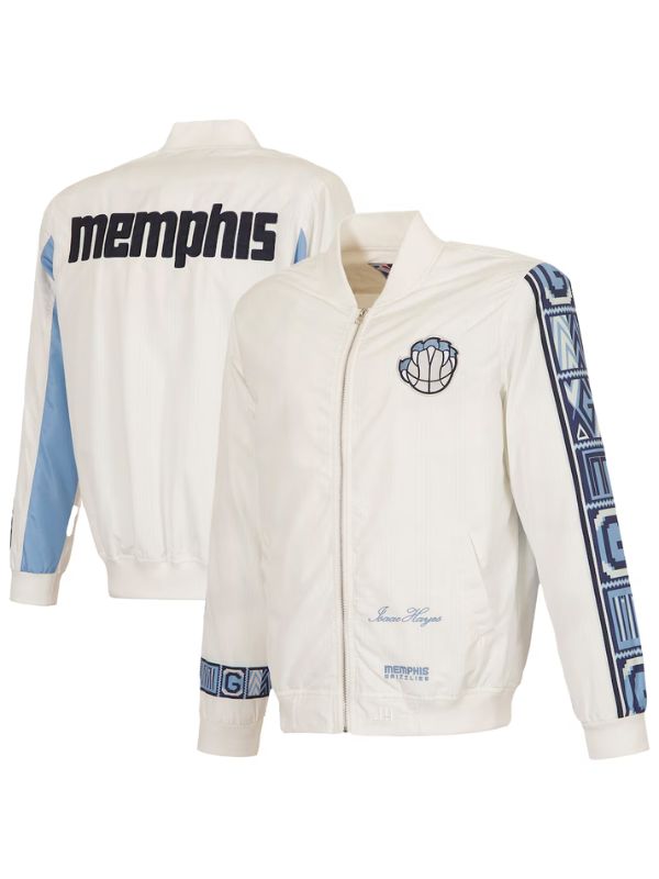 Outerwear Trends Memphis Grizzlies JH Design White Bomber Jacket