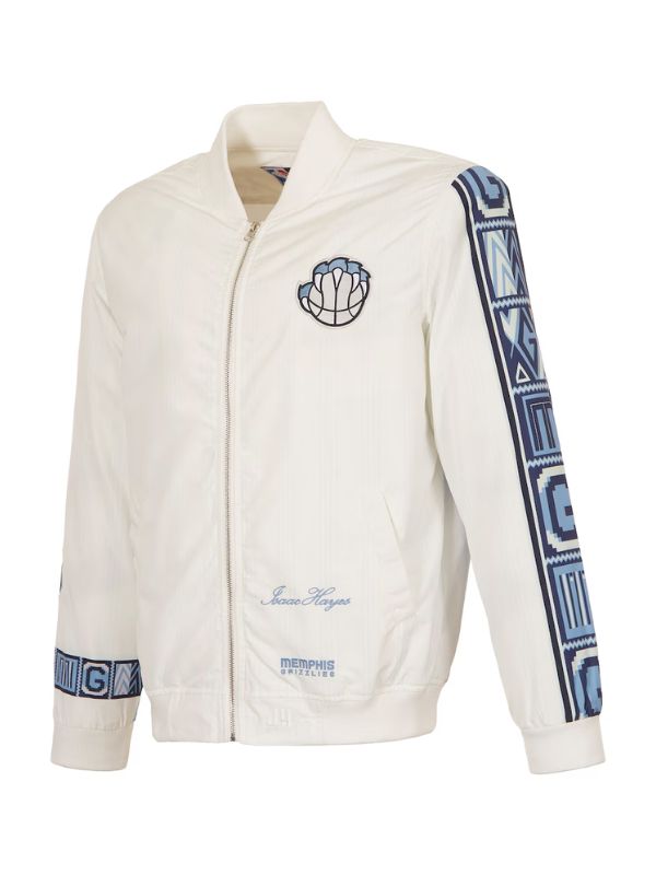 Outerwear Trends Memphis Grizzlies JH Design White Bomber Jacket