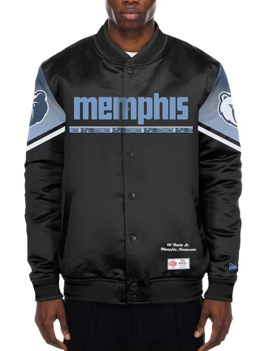 Outerwear Trends Memphis Grizzlies New Era Black 2025/26 Satin Jacket