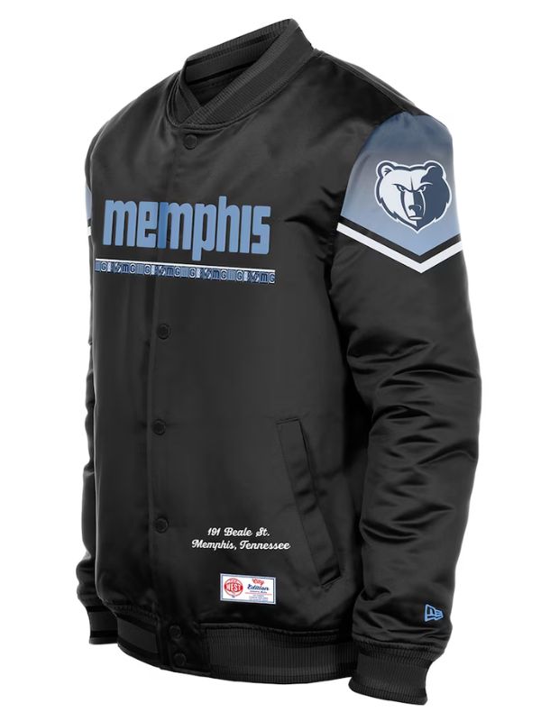 Outerwear Trends Memphis Grizzlies New Era Black 2025/26 Satin Jacket