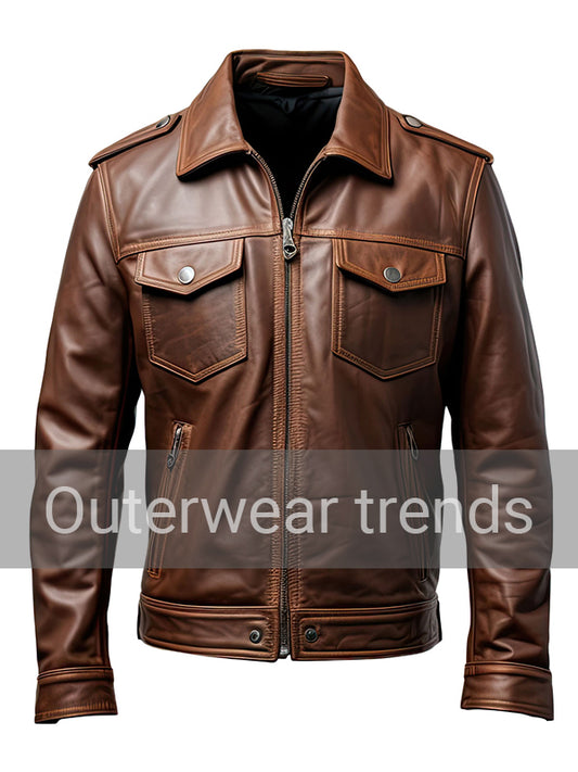 Outerwear Trends Men’s Dark Brown Trucker Leather Jacket