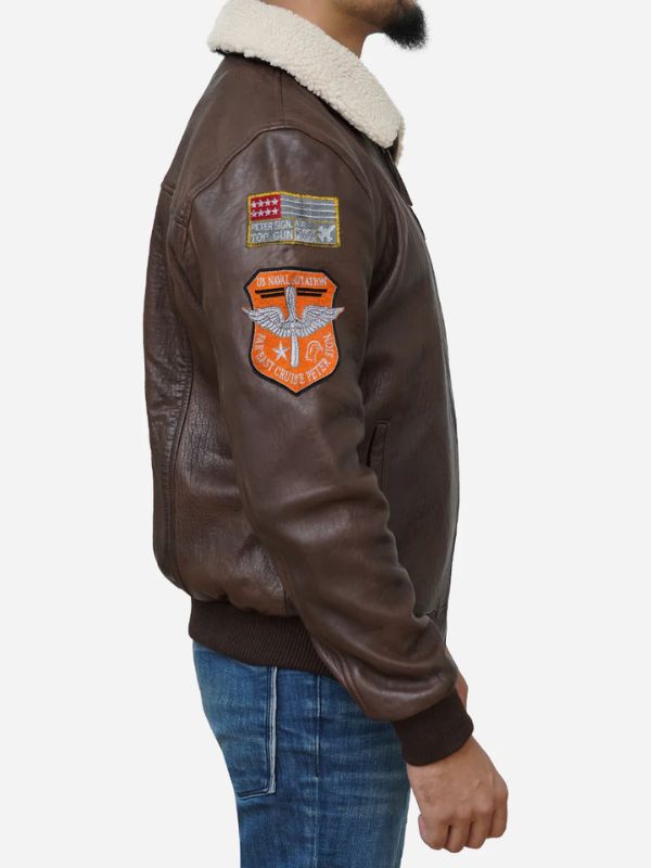 Outerwear Trends Men's Walnut Brown Leather Flight Bomber Jacket