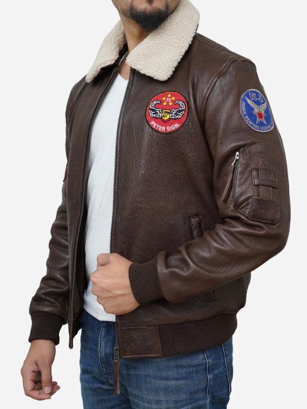 Outerwear Trends Men's Walnut Brown Leather Flight Bomber Jacket