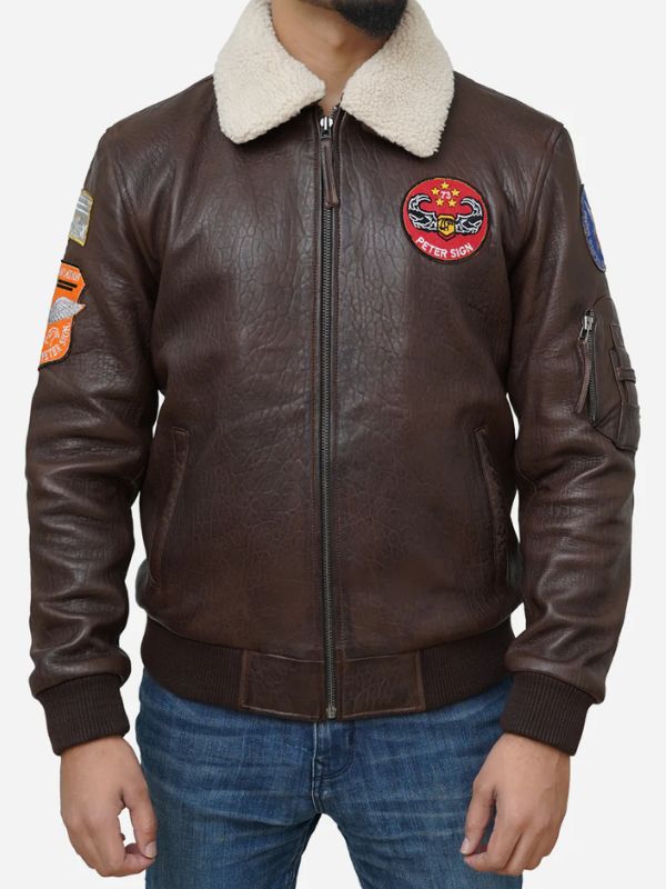 Outerwear Trends Men's Walnut Brown Leather Flight Bomber Jacket