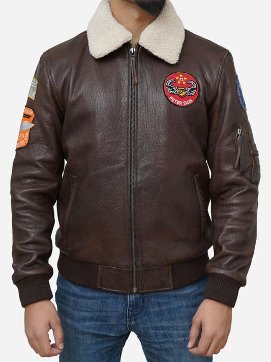 Outerwear Trends Men's Walnut Brown Leather Flight Bomber Jacket