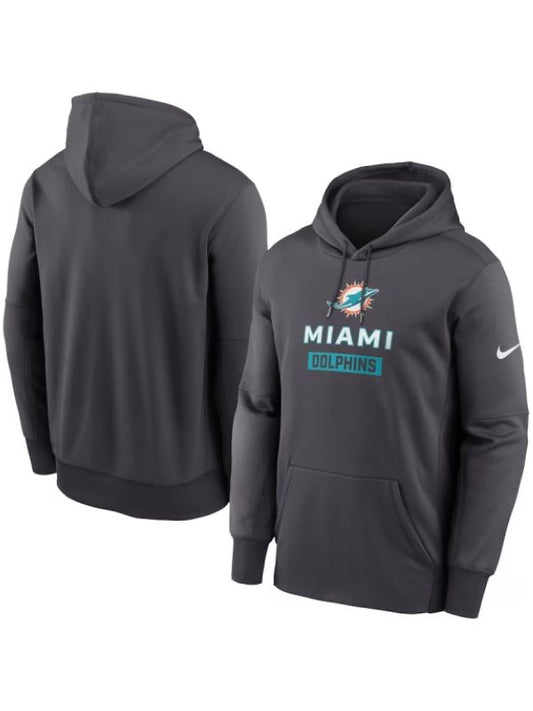 Outerwear Trends Miami Dolphins Nike Anthracite Toss Sweep Performance Hoodie