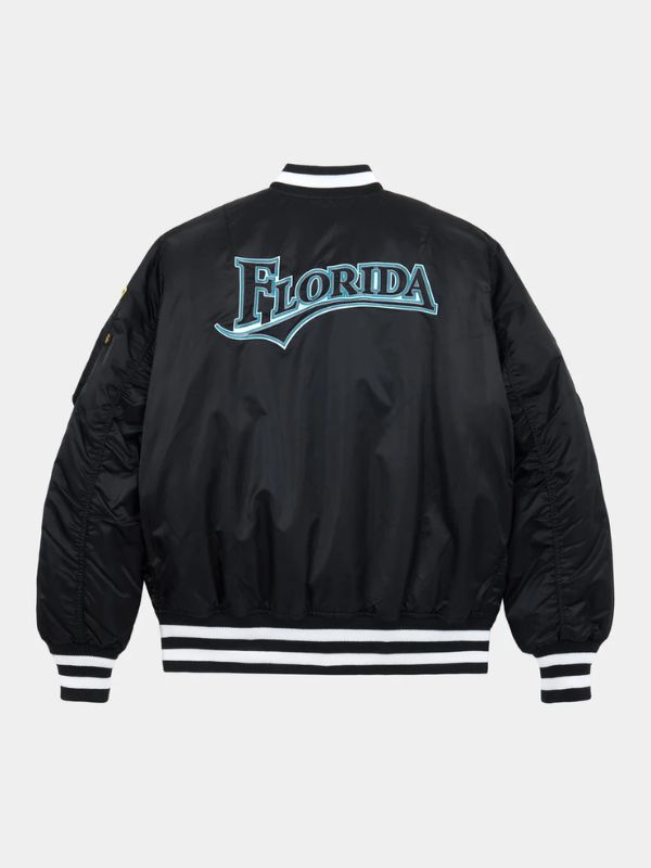 Outerwear Trends Miami Marlins X Alpha X New Era MA- 1 Bomber Jacket