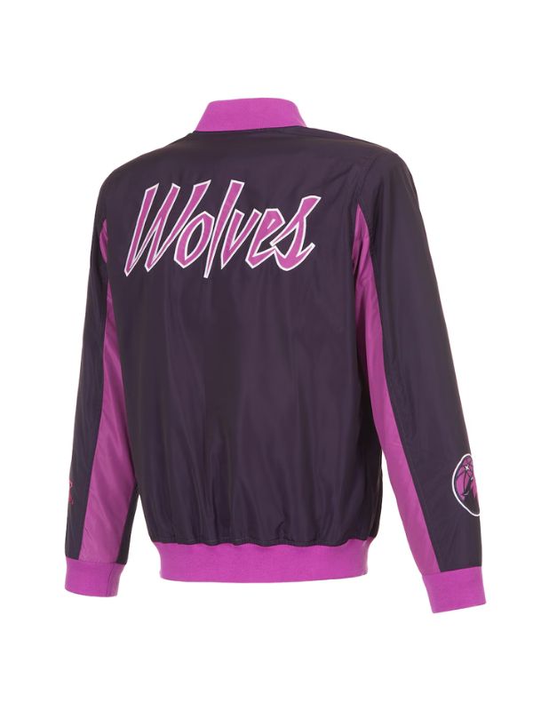 Outerwear Trends Minnesota Timberwolves JH Design Purple Bomber Jacket
